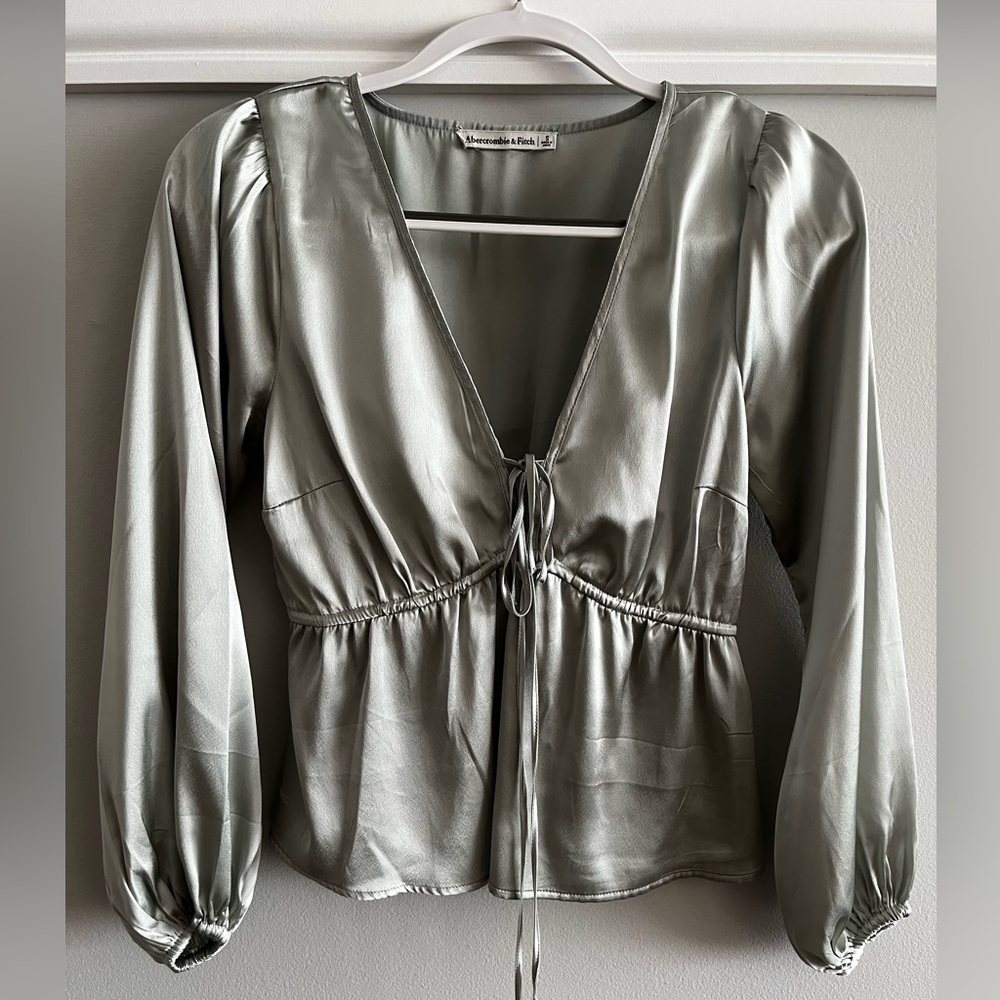 Sage Green Satin Blouse